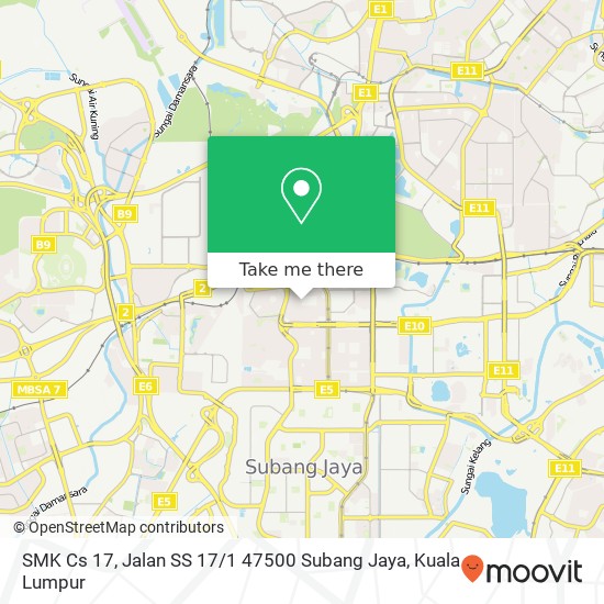 Peta SMK Cs 17, Jalan SS 17 / 1 47500 Subang Jaya