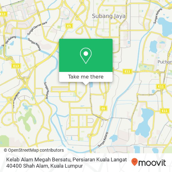 Peta Kelab Alam Megah Bersatu, Persiaran Kuala Langat 40400 Shah Alam