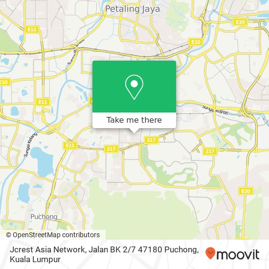 Peta Jcrest Asia Network, Jalan BK 2 / 7 47180 Puchong