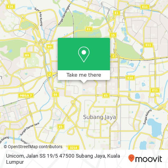 Peta Unicom, Jalan SS 19 / 5 47500 Subang Jaya