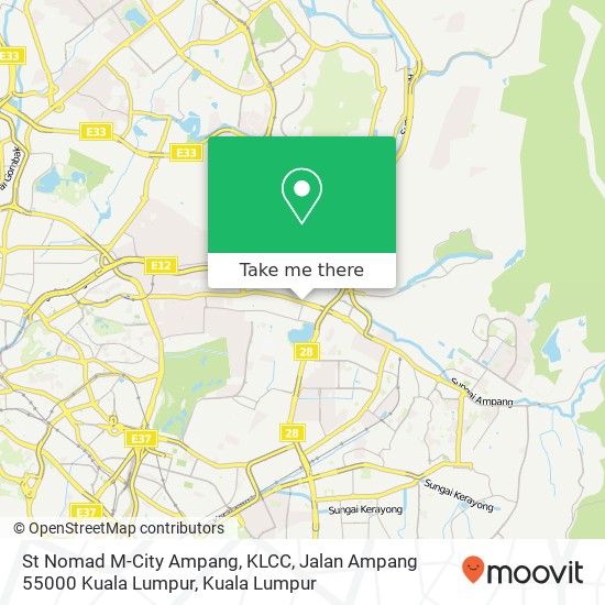 Peta St Nomad M-City Ampang, KLCC, Jalan Ampang 55000 Kuala Lumpur