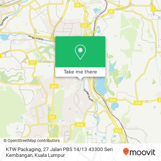 KTW Packaging, 27 Jalan PBS 14 / 13 43300 Seri Kembangan map