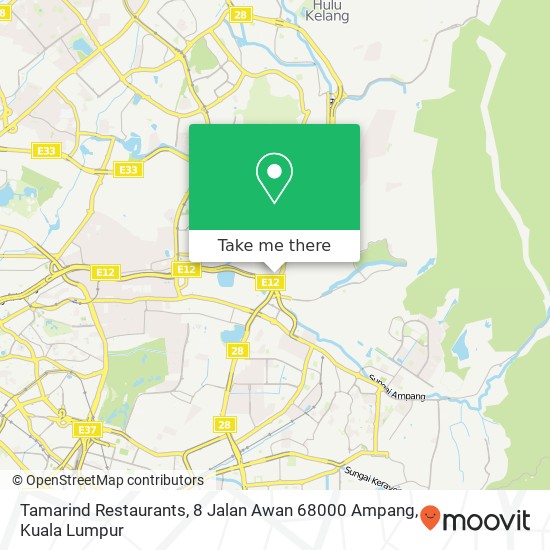 Tamarind Restaurants, 8 Jalan Awan 68000 Ampang map