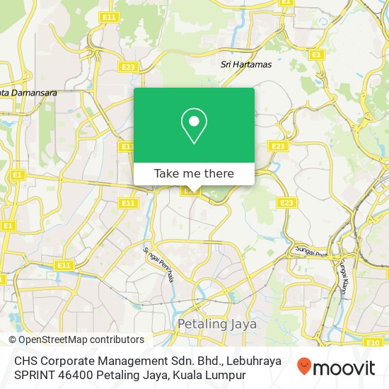 Peta CHS Corporate Management Sdn. Bhd., Lebuhraya SPRINT 46400 Petaling Jaya