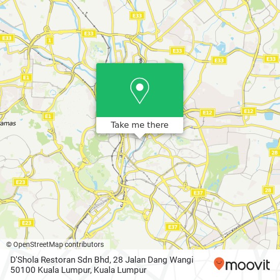 Peta D'Shola Restoran Sdn Bhd, 28 Jalan Dang Wangi 50100 Kuala Lumpur