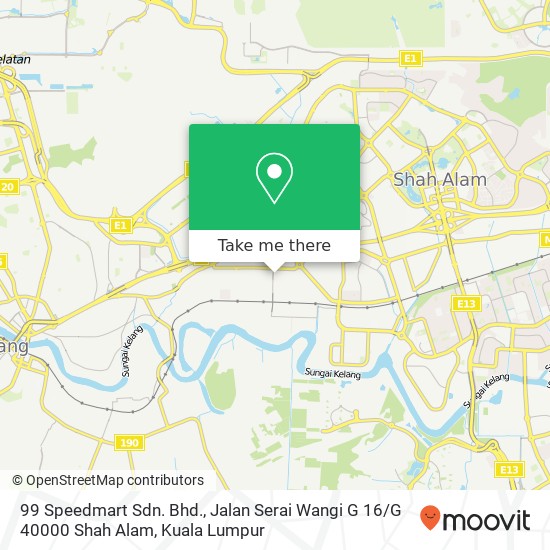 Peta 99 Speedmart Sdn. Bhd., Jalan Serai Wangi G 16 / G 40000 Shah Alam