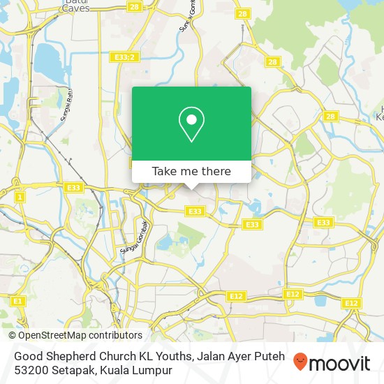 Peta Good Shepherd Church KL Youths, Jalan Ayer Puteh 53200 Setapak