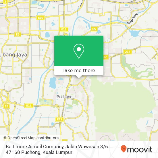 Peta Baltimore Aircoil Company, Jalan Wawasan 3 / 6 47160 Puchong