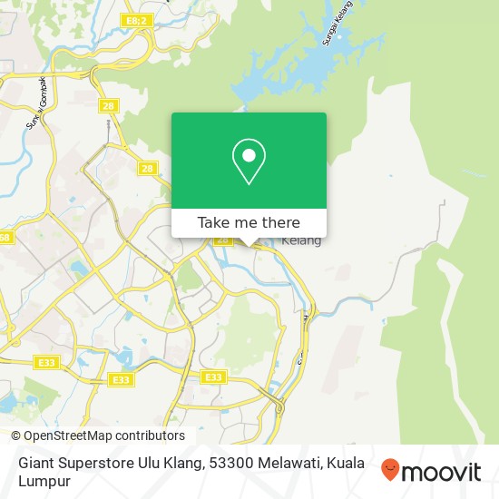 Peta Giant Superstore Ulu Klang, 53300 Melawati