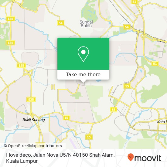 Peta I love deco, Jalan Nova U5 / N 40150 Shah Alam