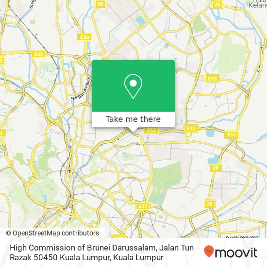 High Commission of Brunei Darussalam, Jalan Tun Razak 50450 Kuala Lumpur map