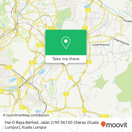 Peta Hai-O Raya Berhad, Jalan 2 / 90 56100 Cheras (Kuala Lumpur)