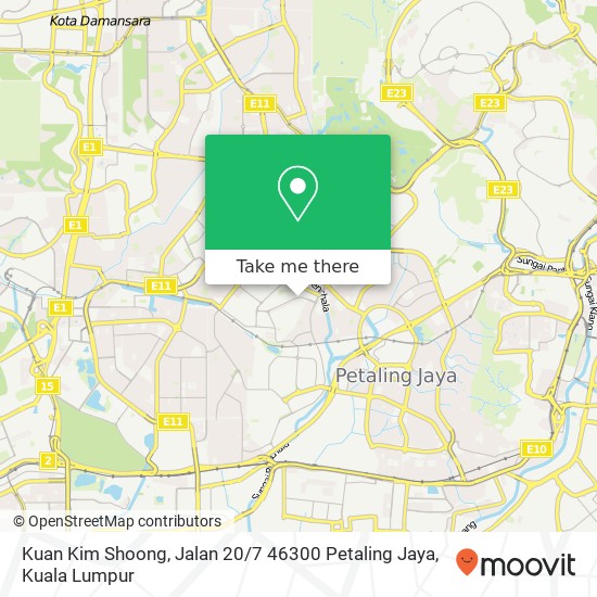 Peta Kuan Kim Shoong, Jalan 20 / 7 46300 Petaling Jaya