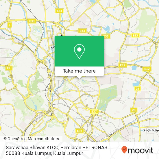 Peta Saravanaa Bhavan KLCC, Persiaran PETRONAS 50088 Kuala Lumpur