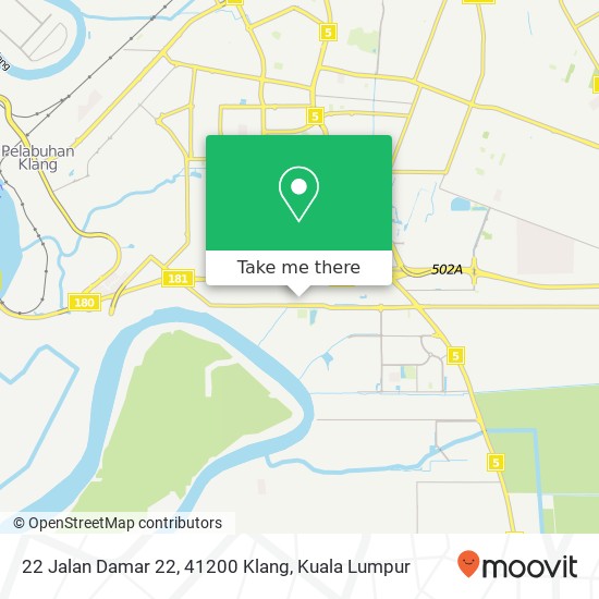 Peta 22 Jalan Damar 22, 41200 Klang