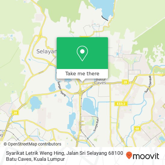Peta Syarikat Letrik Weng Hing, Jalan Sri Selayang 68100 Batu Caves