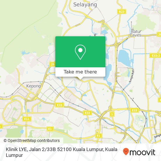 Klinik LYE, Jalan 2 / 33B 52100 Kuala Lumpur map