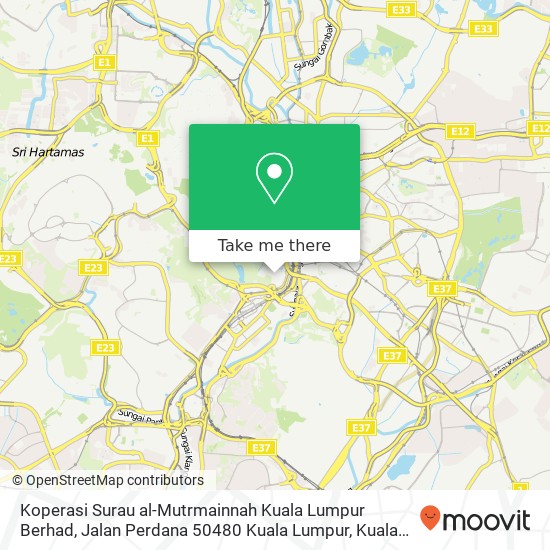 Peta Koperasi Surau al-Mutrmainnah Kuala Lumpur Berhad, Jalan Perdana 50480 Kuala Lumpur
