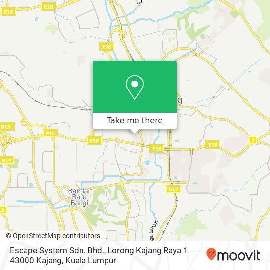 Escape System Sdn. Bhd., Lorong Kajang Raya 1 43000 Kajang map