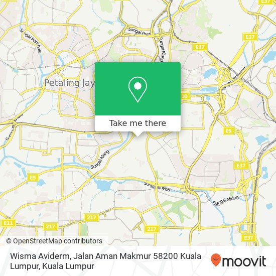 Peta Wisma Aviderm, Jalan Aman Makmur 58200 Kuala Lumpur