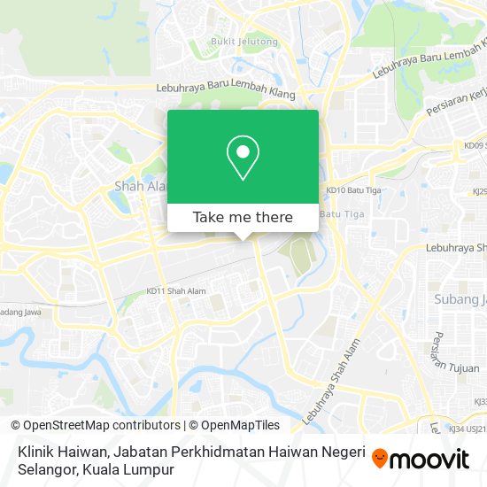 Peta Klinik Haiwan, Jabatan Perkhidmatan Haiwan Negeri Selangor