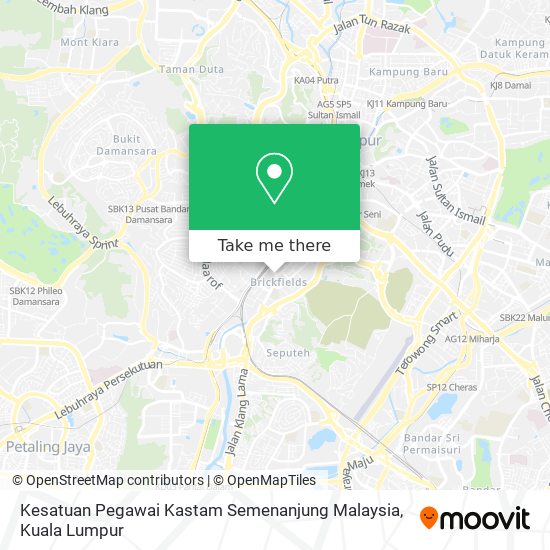 Peta Kesatuan Pegawai Kastam Semenanjung Malaysia
