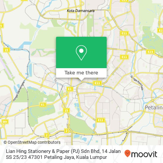 Lian Hing Stationery & Paper (PJ) Sdn Bhd, 14 Jalan SS 25 / 23 47301 Petaling Jaya map