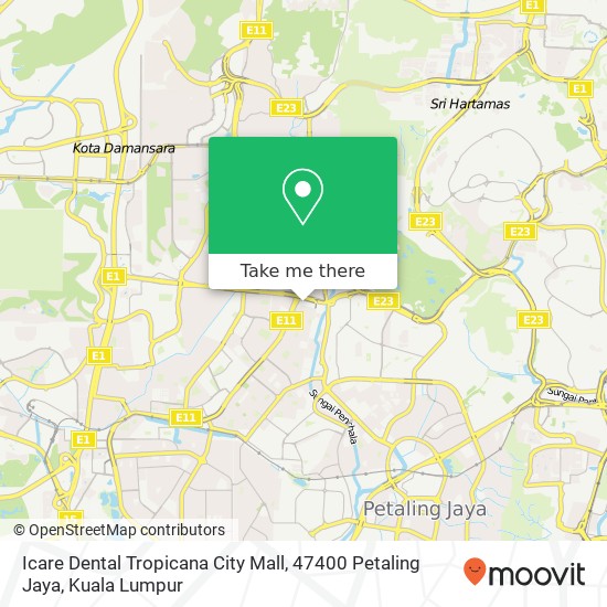 Peta Icare Dental Tropicana City Mall, 47400 Petaling Jaya