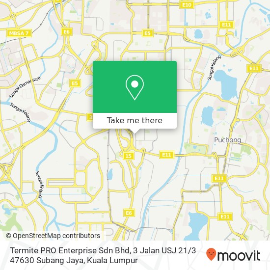 Peta Termite PRO Enterprise Sdn Bhd, 3 Jalan USJ 21 / 3 47630 Subang Jaya