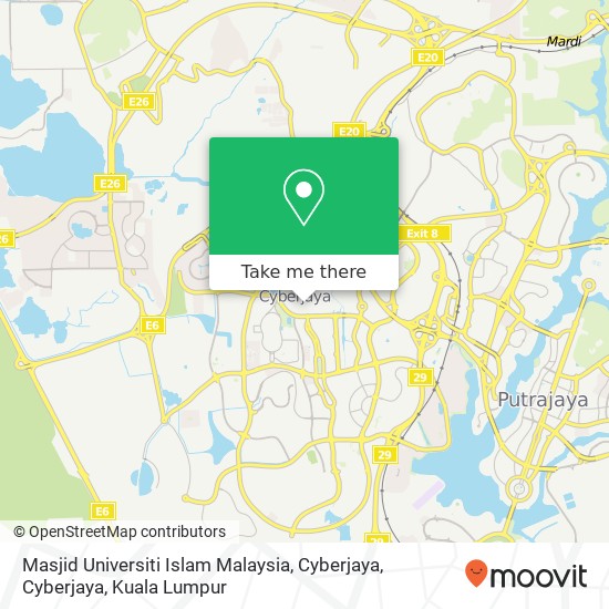 Peta Masjid Universiti Islam Malaysia, Cyberjaya, Cyberjaya