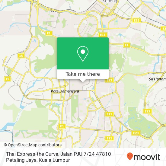 Peta Thai Express-the Curve, Jalan PJU 7 / 24 47810 Petaling Jaya