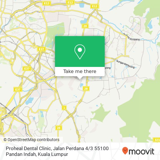 Peta Proheal Dental Clinic, Jalan Perdana 4 / 3 55100 Pandan Indah