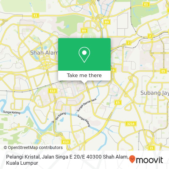 Peta Pelangi Kristal, Jalan Singa E 20 / E 40300 Shah Alam