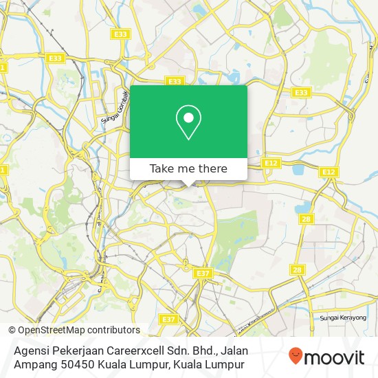 Peta Agensi Pekerjaan Careerxcell Sdn. Bhd., Jalan Ampang 50450 Kuala Lumpur