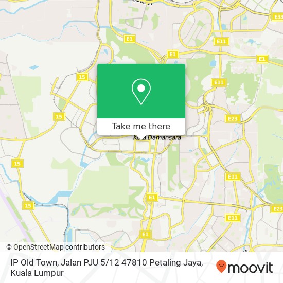 Peta IP Old Town, Jalan PJU 5 / 12 47810 Petaling Jaya