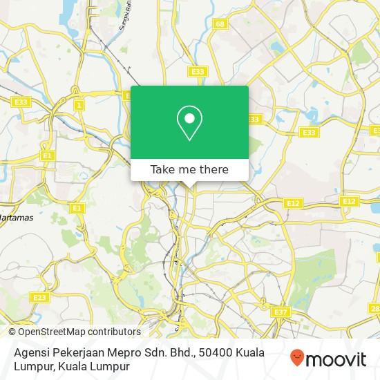 Peta Agensi Pekerjaan Mepro Sdn. Bhd., 50400 Kuala Lumpur