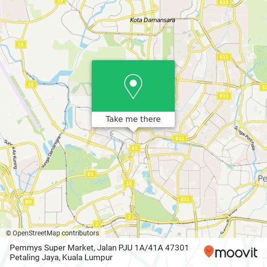 Peta Pemmys Super Market, Jalan PJU 1A / 41A 47301 Petaling Jaya