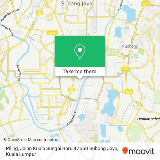 Peta Piling, Jalan Kuala Sungai Baru 47650 Subang Jaya