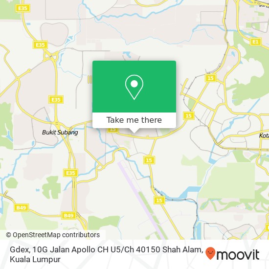Peta Gdex, 10G Jalan Apollo CH U5 / Ch 40150 Shah Alam