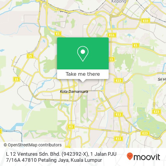 L 12 Ventures Sdn. Bhd. (942392-X), 1 Jalan PJU 7 / 16A 47810 Petaling Jaya map
