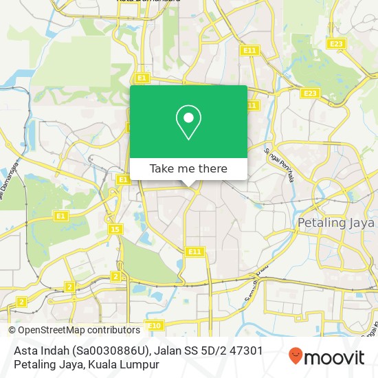 Peta Asta Indah (Sa0030886U), Jalan SS 5D / 2 47301 Petaling Jaya