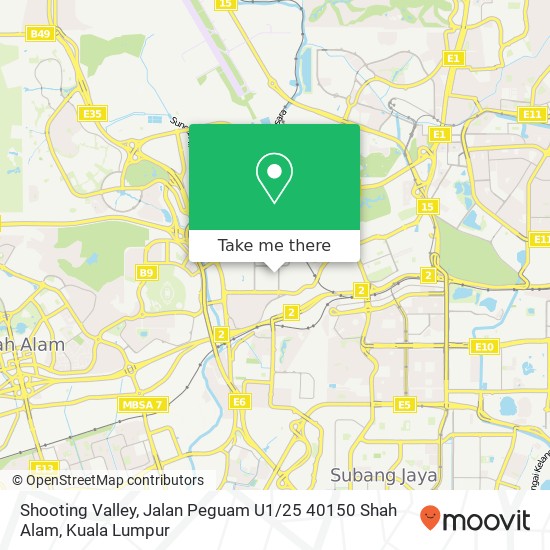 Peta Shooting Valley, Jalan Peguam U1 / 25 40150 Shah Alam