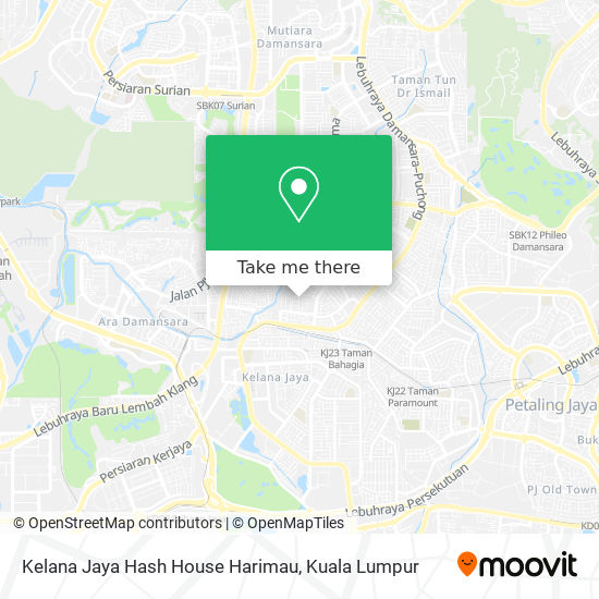 Peta Kelana Jaya Hash House Harimau