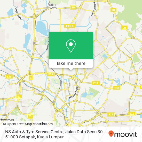 NS Auto & Tyre Service Centre, Jalan Dato Senu 30 51000 Setapak map