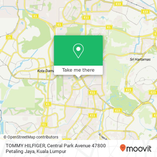 Peta TOMMY HILFIGER, Central Park Avenue 47800 Petaling Jaya