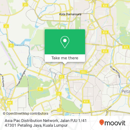 Peta Asia Pac Distribution Network, Jalan PJU 1 / 41 47301 Petaling Jaya