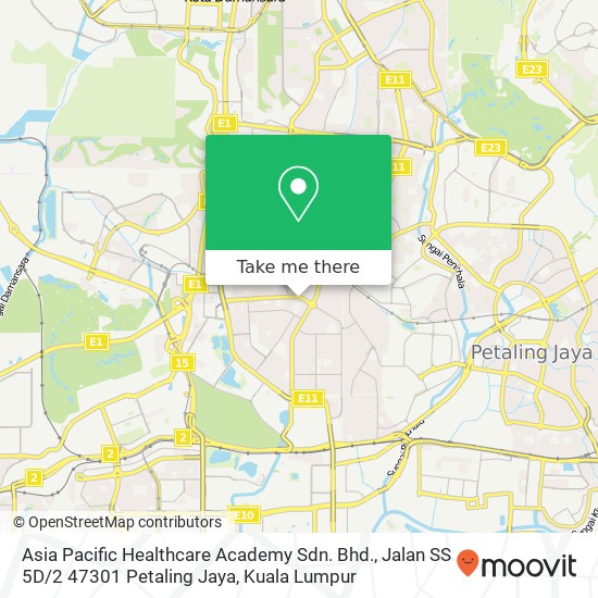 Peta Asia Pacific Healthcare Academy Sdn. Bhd., Jalan SS 5D / 2 47301 Petaling Jaya