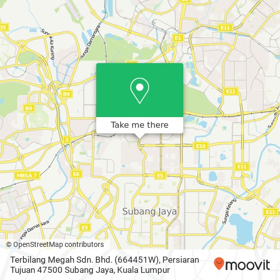 Peta Terbilang Megah Sdn. Bhd. (664451W), Persiaran Tujuan 47500 Subang Jaya