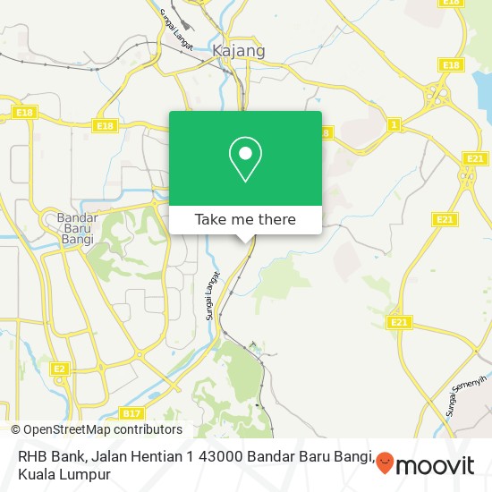 Peta RHB Bank, Jalan Hentian 1 43000 Bandar Baru Bangi
