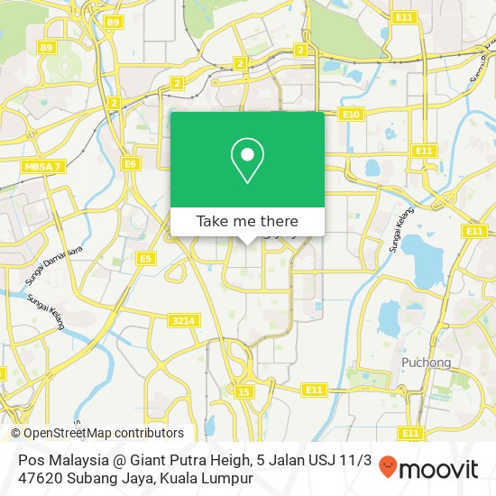 Pos Malaysia @ Giant Putra Heigh, 5 Jalan USJ 11 / 3 47620 Subang Jaya map